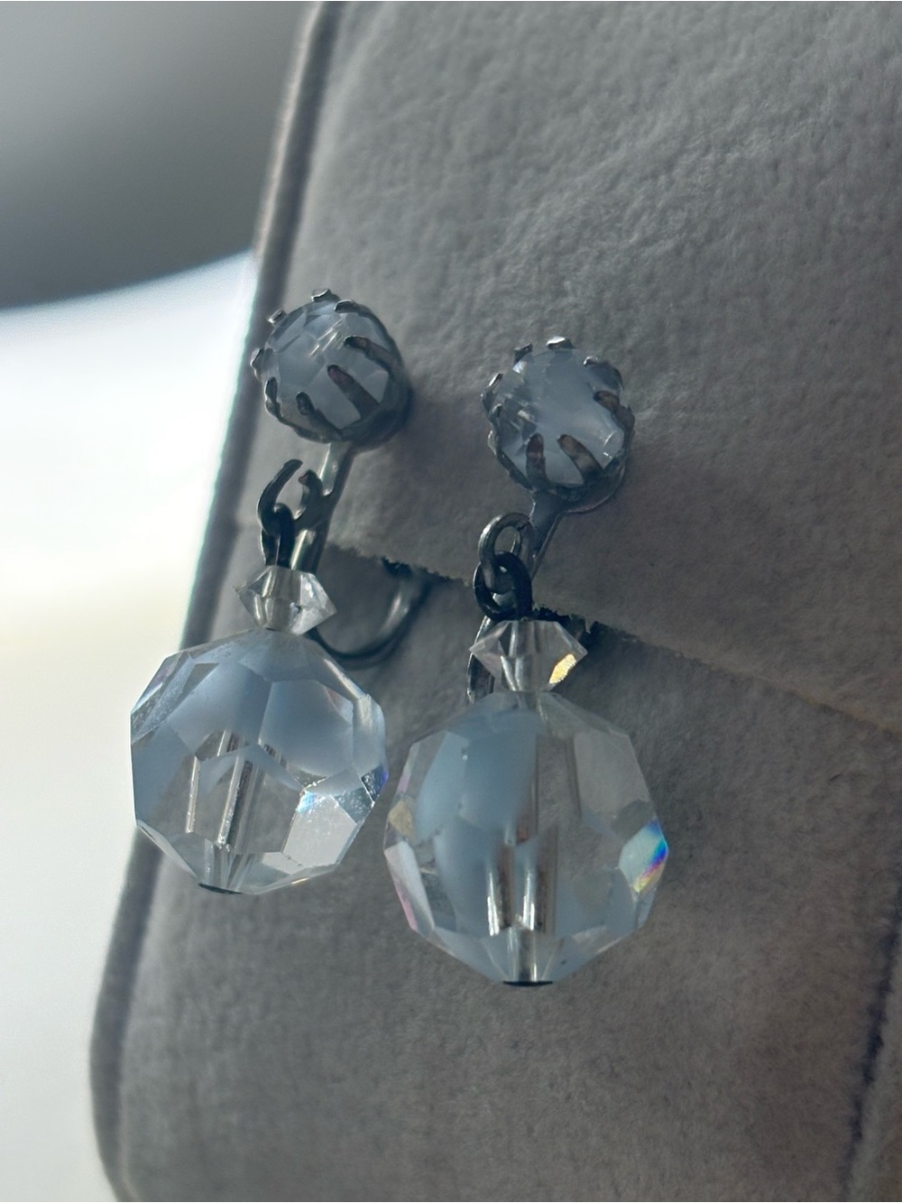 Crystal Drop Clip-On Earrings - Clear Crystal Dangle